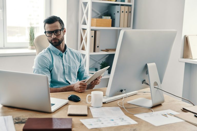 man using computer
